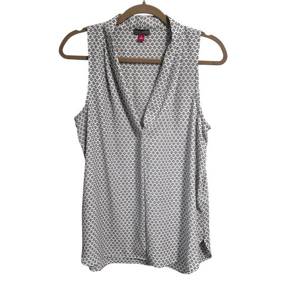 Vince Camuto Black and White Sleeveless Pullover Floral Print Blouse Women Small - Picture 1 of 5